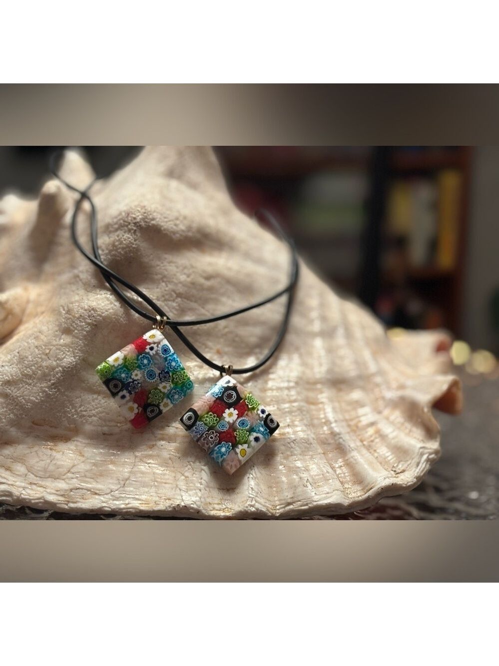 Murano Millefiori Matching Pendant Set • Authentic Italian Art Glass • BFF •